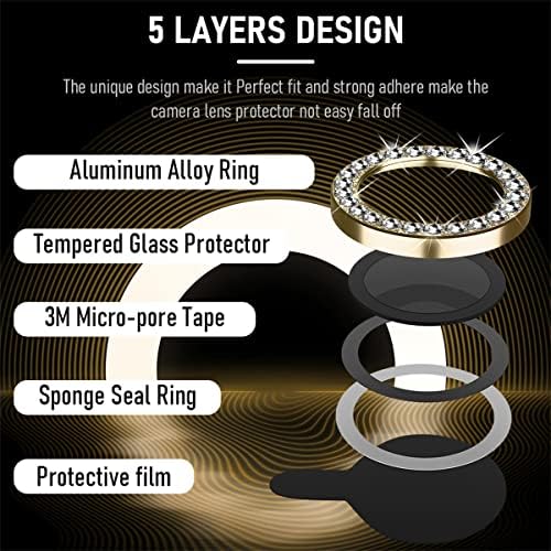 Suoman 3-Pack Gyémánt Kamera Fedél Kör Edzett Üveg iPhone 12 Pro Max Lencse Védő, iPhone 12 Pro Max 6.7 hüvelykes [Nem Érinti Éjszaka Lövések]