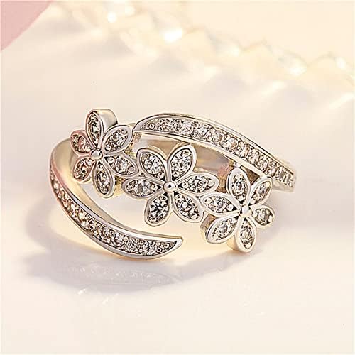 Női Gyűrű Divat Virág Ígéret Gyűrű Állítható, Ékszerek, Esküvői Gyűrű a Nők, Eljegyzési Gyűrűk, Barátnője Szerelem Gyűrűje