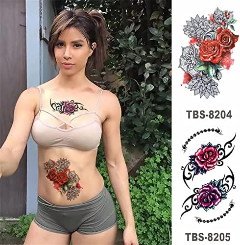 HIFASI Ideiglenes Tetoválás Ideiglenes Gyönyörű Tetoválás Matricák Lila Rózsa, Piros Rózsa Koponya a Férfiak, mind a Nők Művészet Divat