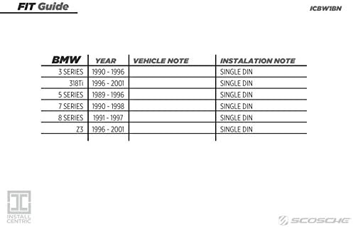 SCOSCHE Telepíteni Központú ICBW1BN Kompatibilis Válassza ki a BMW 1990-02 Teljes Telepítés Megoldás Telepítése egy Utángyártott