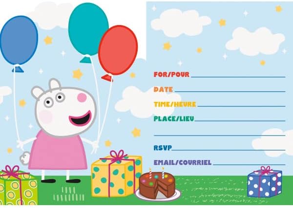 Egyedi Peppa Pig Születésnapi Party Kellékek Csomag a Csomag tartalmazza a Meghívók a Borítékok - 16 Szám