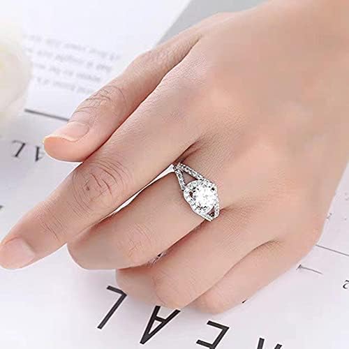 Gyűrű Hercegnő Személyre szabott Szív Alakú Gyémánt Eljegyzési Női Cirkon Gyűrűk (Ezüst, 10)
