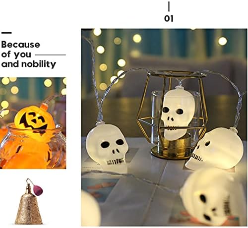 Halloween Dekoráció, 2 Csomag elemes Vízálló Fehér Koponya Tündér String Fények, 19.7 FT 40LEDs, a Halloween Party Otthon Dekoráció (Több