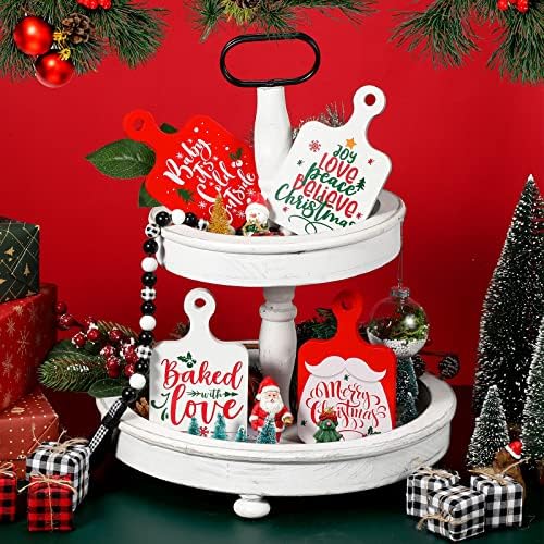 4 Db Karácsonyi Többszintű Tálca Karácsonyi Dekorok Parasztház Asztallap Alá a Piros-Fehér Karácsony Fa Asztal Dekoráció