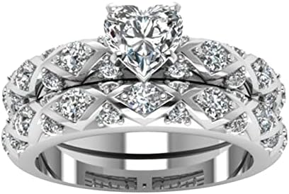 2023 Új Pár Gyémánt Amerikai Cirkon Szív Gyűrű Teljes Európai Gyémánt Barack Mikro-Berakásos Minta Intarziás Gyűrűk Mérete 8 Gyűrűk
