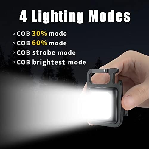 Peidesi COB LED munkalámpa Hordozható, 2 Csomag 500 Lumen Fényerejű Újratölthető Kulcstartó Zseblámpa az Outdoor Kemping Kis Könnyű, Összecsukható