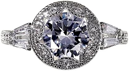 DBYLXMN Divat Női Cirkónium-oxid Bling Gyémánt Eljegyzési Gyűrűt Gyűrűk Tizenéves (Ezüst, 8)