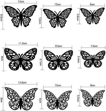 MAIKO 36Pc 3D Pillangó, Fali Dekor Matrica DIY Fémes Pillangó Dekoráció Eltávolítható Matrica Kék