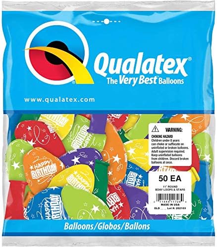 Qualatex 11 Születésnapi Hurkok & Csillagok (50ct) által a Pioneer Cég Léggömb