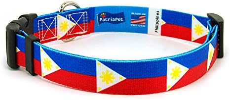 Fülöp-szigetek Nyakörv | Fülöp-szigetek Zászló | gyorskioldó Csattal | Made in NJ, USA | Közepes testű Kutyák | 1 hüvelyk Széles