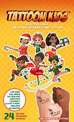 Tattoon Gyerekek - Csomag 24 Pozitív Karácsonyi Megerősítés Gyermekek Ideiglenes Tetoválás | Vízálló Ideiglenes Tetoválás a Gyerekek