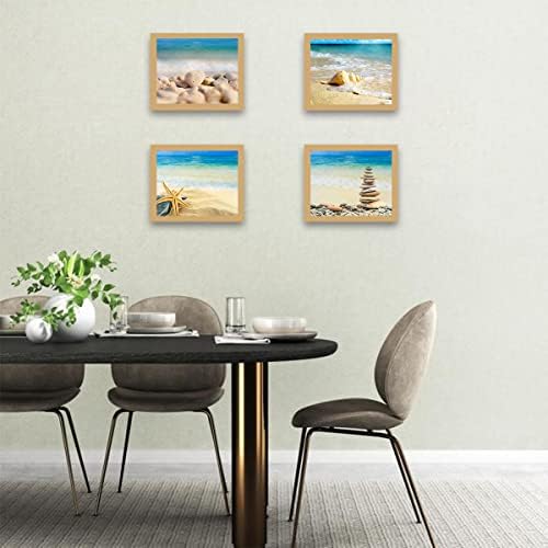 Nyári strand wall art poszter, hullámok,tengeri Csillag, homok-Képek Wall Art print,Fürdőszoba berendezés,garnitúra 4(8X10,Nincs