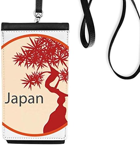 Japán Kultúra Piros Fa Minta Phone Wallet Pénztárca Lóg Mobil Tok Fekete Zseb