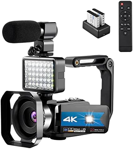 OIEXI 4K Kamerát a YouTube-on a Videók HD Kamera LED-es Digitális Vlog Kamera 16X Digitális Zoom, éjjellátó, Videó Felvevő Mikrofon,(Kék,2