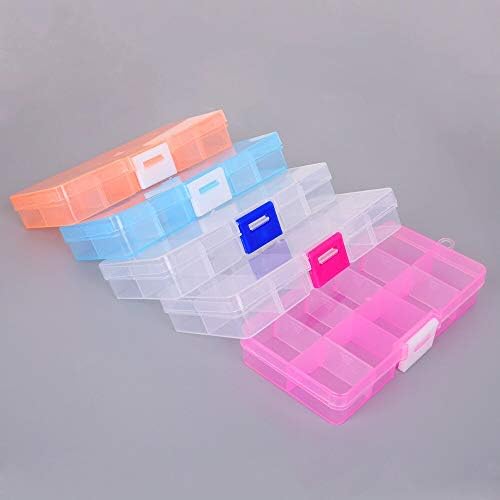 Oyalma 10 Rács Műanyag Állítható Ékszerek Tool Box Gyöngyök Tabletták Szervező Köröm Tipp Átlátszó Esetben-45324