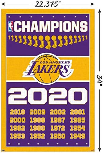 Tendenciák a Nemzetközi NBA Los Angeles Lakers-Bajnokok 20 Fali Poszter, 22.375 x 34, keret nélküli Változat