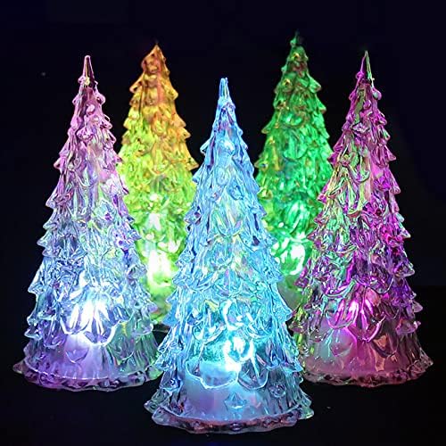 3 Csomag Mini LED Égő karácsonyfa, Akril Kristály Tiszta Fény karácsonyfa 7 Szín Változó Fények Haza, Bár Fél Karácsonyi Asztali