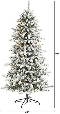 6.5 ft. Özönlöttek Livingston Mesterséges Fenyő karácsonyfa fenyőtoboz 300 Tiszta Meleg LED Világítás