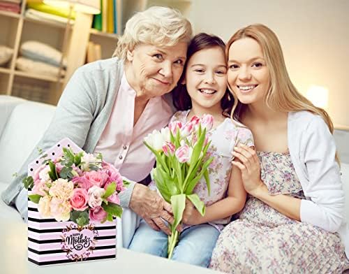 WaaHome Készlet 4 Boldog Anyák Napi Csokor Virág Csomagolás Ajándék, Papír Dobozok Anya a Lányát, Fiát, Anyák Napja Virágüzlet,