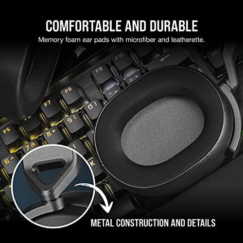 Corsair HS65 Surround Gaming Headset (Műbőr Memória Hab fülvédő, Dolby Audio 7.1-Es Térhatású Hang a PC vagy Mac, SonarWorks SoundID