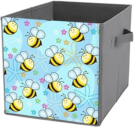 Repülő Méheket Vászon Összecsukható Tárolók Kocka Szervező Kosár fogantyúval a Home Office Autó