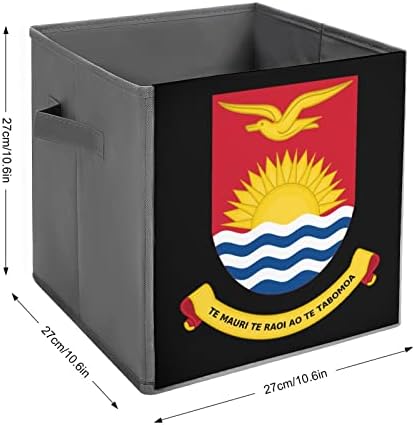 Címer, Kiribati Vászon Összecsukható Tárolók Kocka Szervező Kosár fogantyúval a Home Office Autó