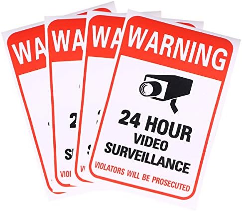 NUOBESTY 24 Órás Videó Felügyeleti Jel Matrica,Üzleti Kamera Riasztó Rendszer Biztonsági Matricákat Figyelmeztető Jelek,10