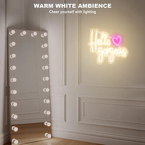 NEONLG Szabályozható Helló Gyönyörű neonfényekhez, 17.3x13 Aranyos LED Neon Lámpa Fali Dekoráció Lánybúcsú, Haverok Buli Fürdőszoba,