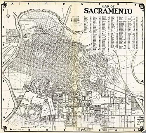Történelmi Térkép : 1938 Térkép Sacramento, Kalifornia. - Vintage Wall Art - 44in x 41in