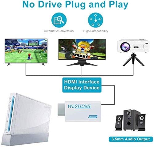 vienon Wii-hdmi Átalakító, wii, hdmi Adapter 3,5 mm-es Audio Jack&HDMI-Kimenet, 1080P Full HD Kompatibilis a Wii-t, Wii U, HDTV Monitor-Támogatja
