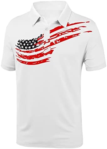 V VALANCH Mens Amerikai Falg Pólók Rövid Ujjú Teljesítmény Hazafias Póló, Vicces Golf Póló