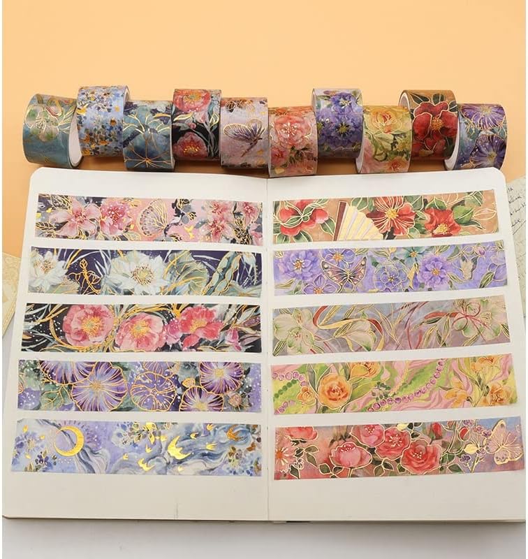 n/a Virágos Washi Tape Set Vintage Dekorációs Ragasztó Matricák Scrapbooking Napló Ajándékok (Szín : Egy, Méret : 5 Tekercsek)