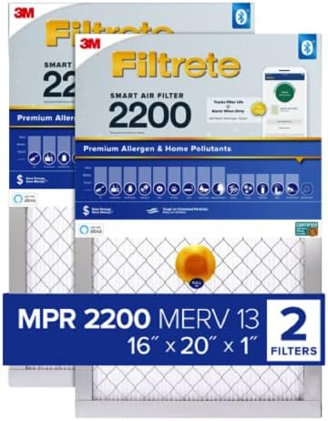 Filtrete 16x20x1 Levegő Szűrő MPR 2200 MERV 13, Prémium Allergén & Haza Szennyező anyagok Okos, Levegő Szűrő, 2 Csomag (pontos méretek 15.72x19.72x1.1)