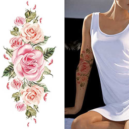 Quichic 240+ Design Virág Tetoválás Ideiglenes Fél Hüvely Tetoválás a Nők, Lányok Reális Virág Tetoválás Nagy