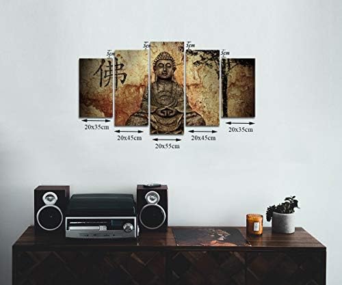 VVOVV Fali Dekor 5 Db Buddha Zen Dekor Kép Vászon Fal Művészi Nyomatok Haza Hálószoba, nappaliban Lógó Fali Dekor Keretes