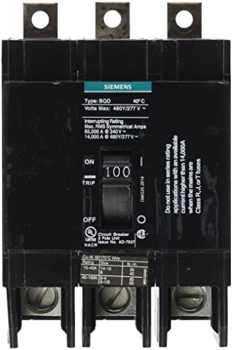 Siemens BQD3100 100-Amp Három Pólus 480Y/277V AC 14KAIC Villámot a Megszakító, Színes