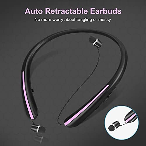 Bluetooth Fejhallgató Behúzható, Vezeték nélküli Neckband Headset Sweatproof Sztereó Fülhallgató, CVC 8.0 zajszűrő Rezgő Hívás