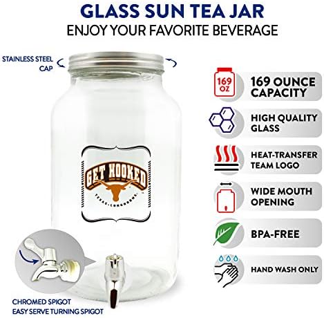 NCAA Texas Longhorns Üveg Ital Adagoló / Nap Tea Jar, 5 Liter