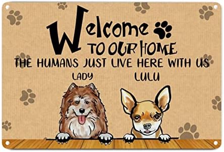 Alioyoit Egyéni Kutyák Neve Üdvözöljük A Haza, Az Emberek Itt Velünk Vicces Kutya Fém Adóazonosító Jel Kisállat Kutya Ajtó