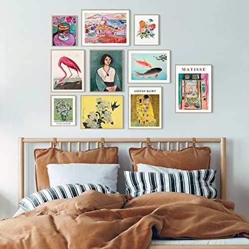 Roslynity Eklektikus Fal Művészi Nyomatok sor 10 Maximalist Dekoráció Vászon Galéria Színes Japán Matisse Gustav Klimt Van