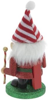 Piros, Fehér, Csillogó Csíkos Gnome Diótörő Karácsonyi Mantel Dekoráció 8 Inch H