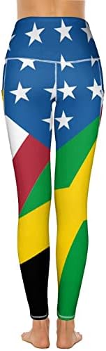 Amerikai Jamaikai Zászló Női Magas Derekú Jóga Nadrág Zsebében Edzés Leggings