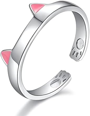 Női Finom Gyűrűk Szórakoztató Ékszerek Állítható Szerelmeseinek Ékszerek, Ezüst Pet Gyűrű S925 Macska Nyitott Állat Kisállat Egyszerű