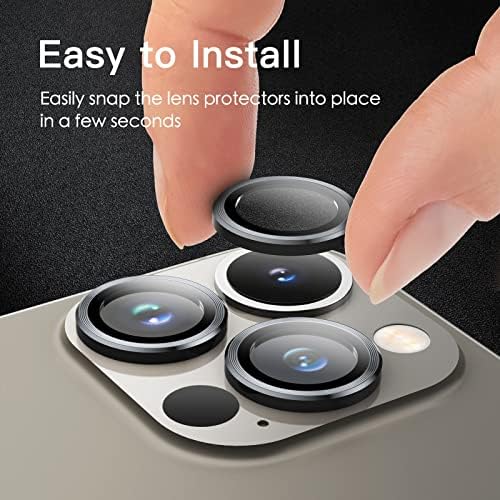 JETech Kamera Lencséjét Védő iPhone 13 Pro 6.1-Es-iPhone 13 Pro Max 6.7-Es, 9H Edzett Üveg, Fém, Egyedi Gyűrű Borító, HD Világos,