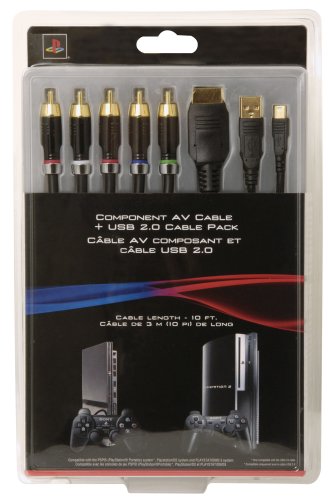 PS3 Komponens AV Kábel + USB 2.0 Kábel-Pack (Kábel Hossz - 10 ft.)
