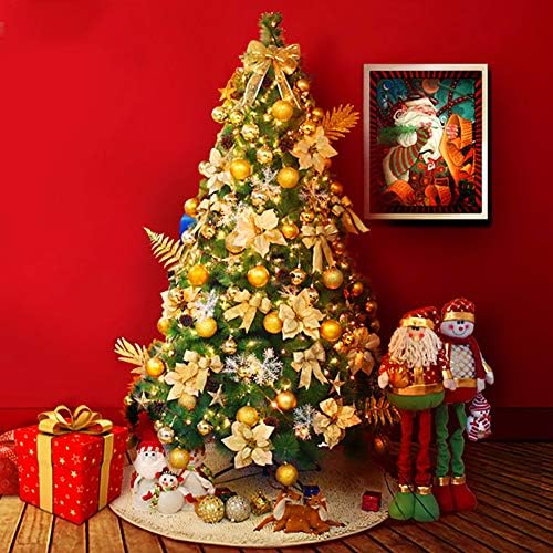6FT Száloptikai karácsonyfa, Mesterséges Karácsonyi Fa Összecsukható Fém Állvány, Tarka Led Hópelyhek & fenyőtoboz, Karácsonyi