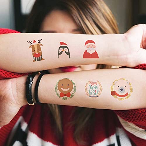 Luminous Karácsonyi Ideiglenes Tetoválás Készlet Télapó, Hóember, karácsonyfa Mankó Elk Tetoválás Matrica Xmas Party Dekoráció