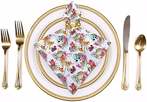 Koponya FlowersPrinted Újrafelhasználható Vacsora Szalvéta Ruhával Tökéletes Esküvők Koktél Karácsonyi Vacsorák Szalvéta Felek Dekoratív 6