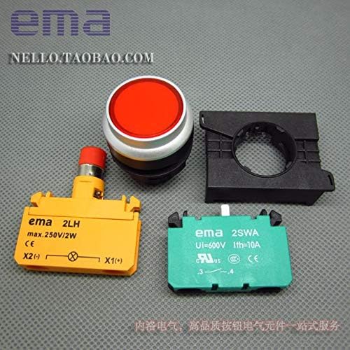 [ SA ]Behozatal EMA világító nyomógomb 22mm reteszelés E2P5 *. A/M LED DC6V/12V/24V/AC110/220V 1NO vagy 1NC-10DB/RENGETEG - (Szín: Zöld,