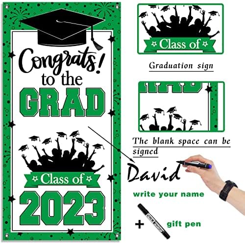 Érettségi Party Dekoráció Zöld Érettségi Banner Osztály 2023 Személyre szabott Ajtót Borító Congrats Grad Érettségi Háttérben